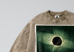 Oversized Snow Washed Cotton Sweatshirt - Solar Eclipse Print