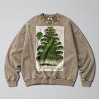 Oversized Snow Washed Cotton Sweatshirt - Weeping Birch Tree Print