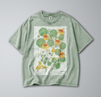 Oversized Snow Washed Cotton Tee - Vibrant Capucine Flower Print