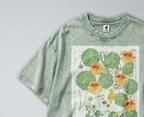 Oversized Snow Washed Cotton Tee - Vibrant Capucine Flower Print