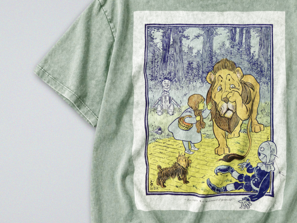 Oversized Snow Washed Cotton Tee - Wizard of Oz Print