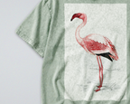 Oversized Snow Washed Cotton Tee - Pink Flamingo Print