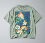 Oversized Snow Washed Cotton Tee - Japanese Floral & Canary Print