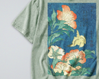 Oversized Snow Washed Cotton Tee - Japanese Floral & Canary Print