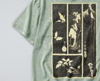 Oversized Snow Washed Cotton Tee - Japanese Botanical Harimaze Print
