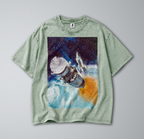 Oversized Snow Washed Cotton Tee - NASA Spaceship in Orbit
