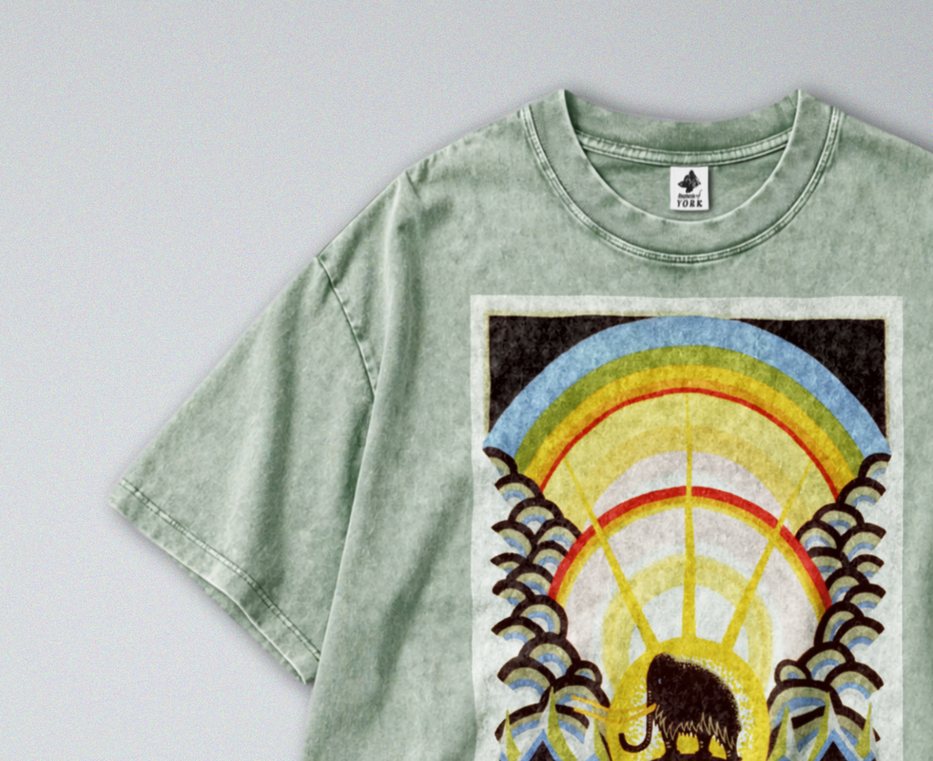 Oversized Snow Washed Cotton Tee - Museum of Natural History Print