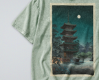 Oversized Snow Washed Cotton Tee - Japan's Asakusa Kinryuzan Temple Print