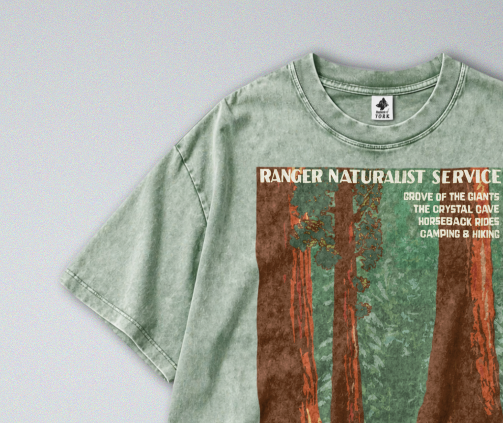 Oversized Snow Washed Cotton Tee - Sequoia National Park Print