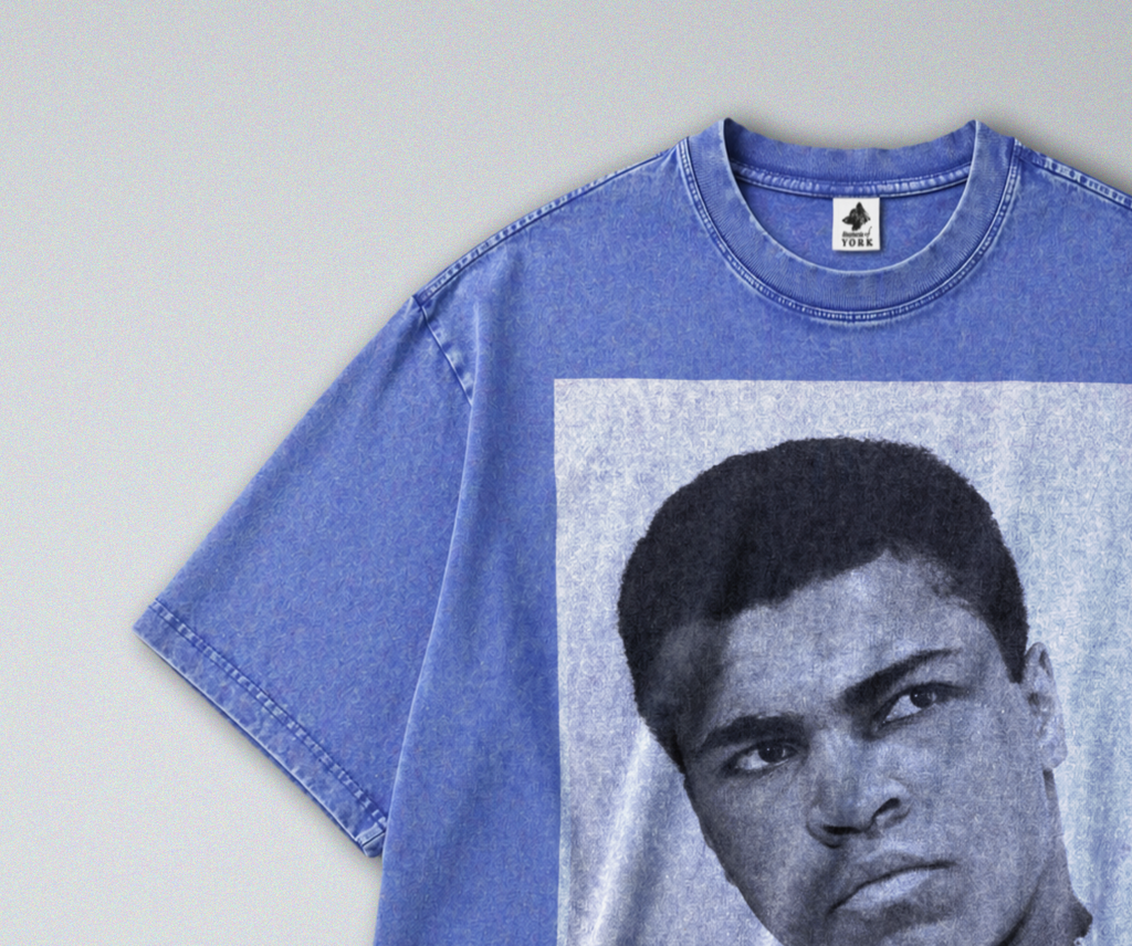 Oversized Snow Washed Cotton Tee - Muhammad Ali Photograph Print