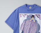 Oversized Snow Washed Cotton Tee - French Fashion Magazine Print
