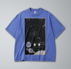Oversized Snow Washed Cotton Tee - Star Chart of the Solar System Print