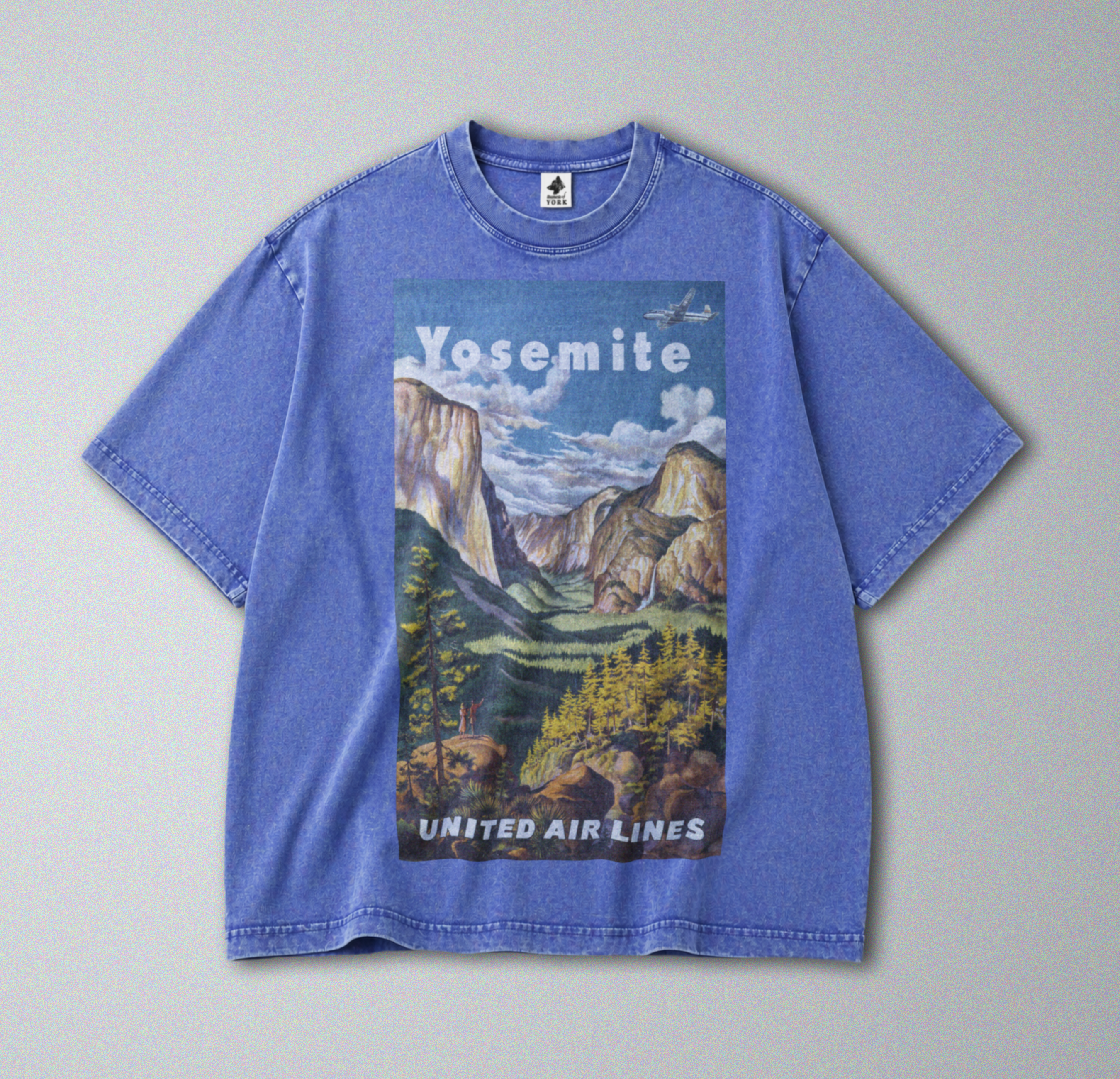 Oversized Snow Washed Cotton Tee - Yosemite National Park Print