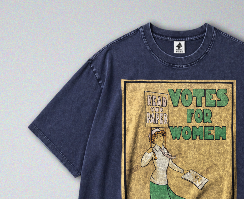 Oversized Snow Washed Cotton Tee - Votes for women Print