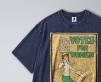 Oversized Snow Washed Cotton Tee - Votes for women Print