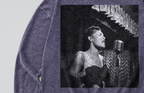 Oversized Snow Washed Long Sleeve Cotton Tee - Billie Holiday Print
