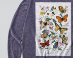 Oversized Snow Washed Long Sleeve Cotton Tee - Colorful Butterflies Print