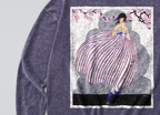 Oversized Snow Washed Long Sleeve Cotton Tee - French Fashion Magazine Print