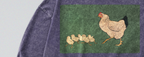 Oversized Snow Washed Long Sleeve Cotton Tee - Cute Hen & Chicks Print