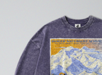 Oversized Snow Washed Long Sleeve Cotton Tee - Mount McKinley Travel Print