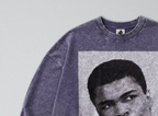 Oversized Snow Washed Long Sleeve Cotton Tee - Muhammad Ali Print