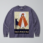 Oversized Snow Washed Long Sleeve Cotton Tee - Red Riding Hood Print