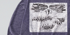 Oversized Snow Washed Long Sleeve Cotton Tee - Mosasaurus Skull Fossil Print