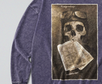 Oversized Snow Washed Long Sleeve Cotton Tee - WW1 memento Mori Skull Print