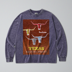 Oversized Snow Washed Long Sleeve Cotton Tee - Texas Travel Print
