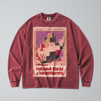 Oversized Snow Washed Long Sleeve Cotton Tee - Pueblos of the Southwest Print