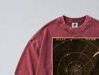 Oversized Snow Washed Long Sleeve Cotton Tee - Star Chart of the Planets Print