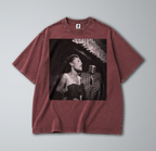 Oversized Snow Washed Cotton Tee - Billie Holiday Photograph Print