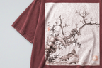 Oversized Snow Washed Cotton Tee - Traditional Chinese Botanical Print