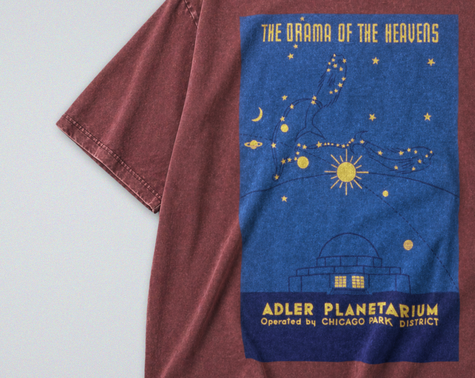 Oversized Snow Washed Cotton Tee - Star Gazing Planetarium Print