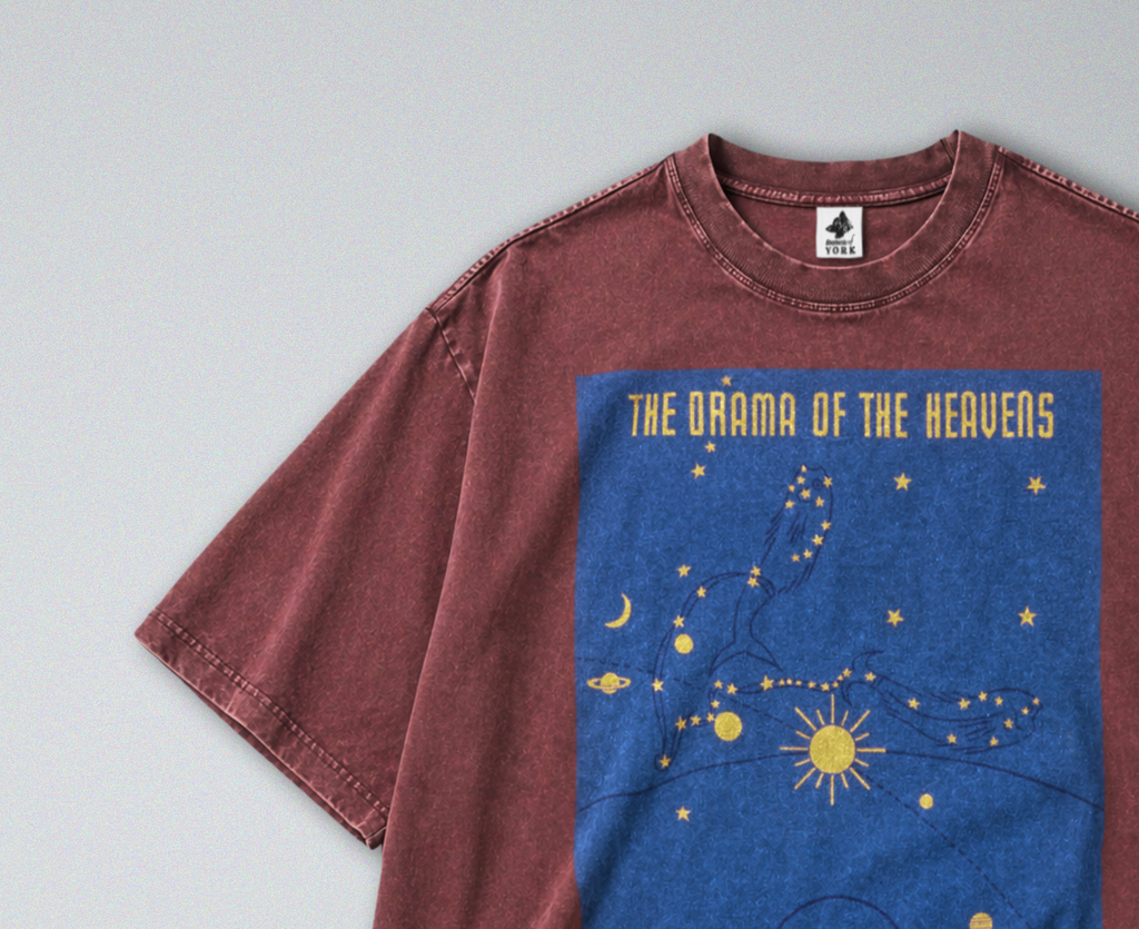 Oversized Snow Washed Cotton Tee - Star Gazing Planetarium Print