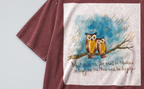 Oversized Snow Washed Cotton Tee - Owls in the Rain with Poem Print