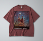 Oversized Snow Washed Cotton Tee - Outer Space Nebula Print