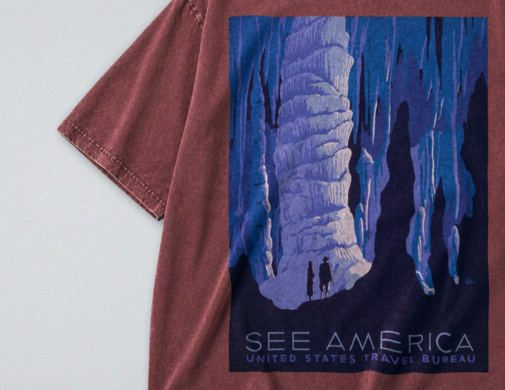 Oversized Snow Washed Cotton Tee - Carlsbad Caverns National Park Print