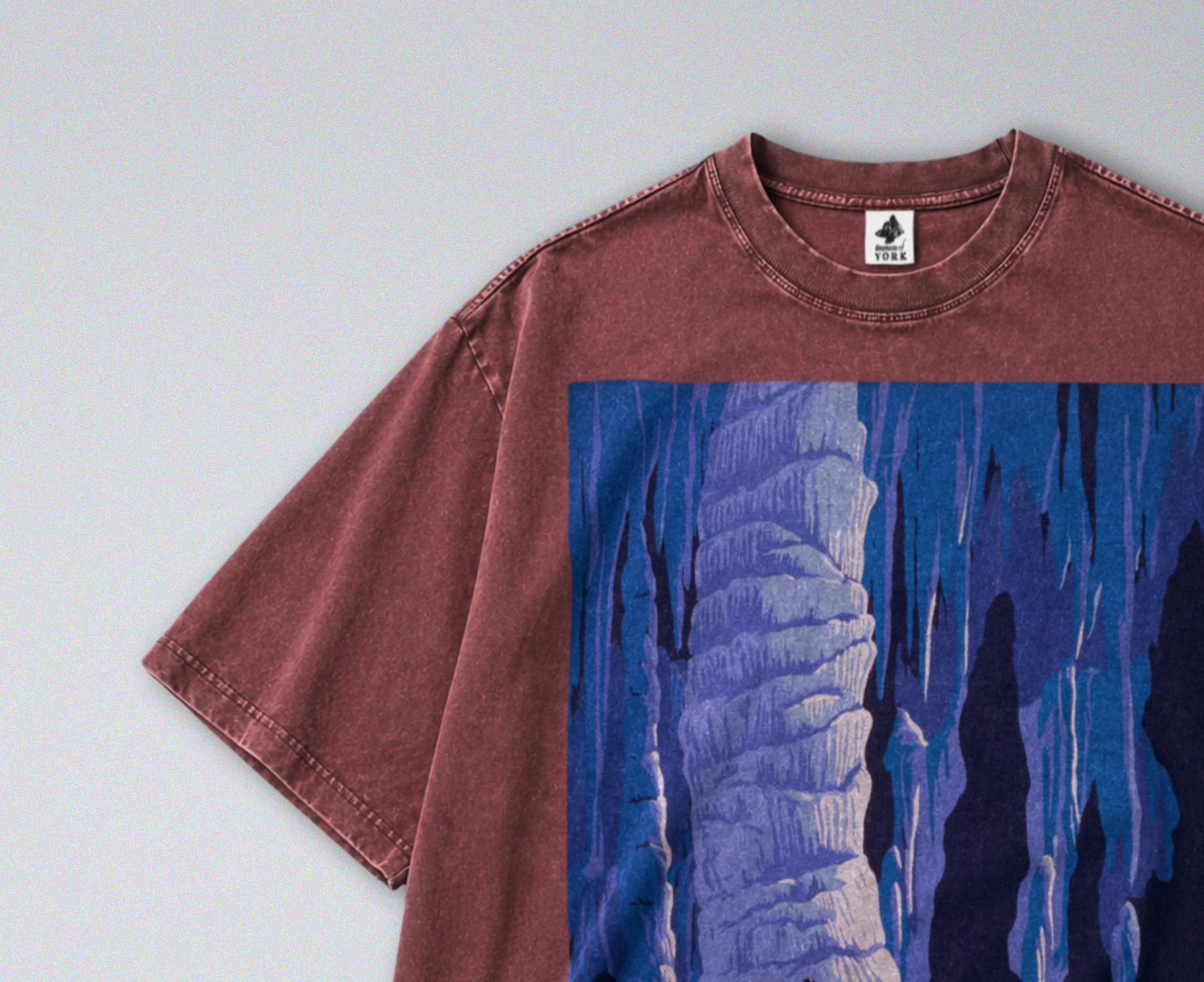 Oversized Snow Washed Cotton Tee - Carlsbad Caverns National Park Print