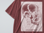 Oversized Snow Washed Cotton Tee - Human Skull Print