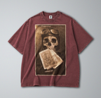 Oversized Snow Washed Cotton Tee - WW1 Memento Mori Print