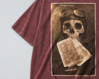 Oversized Snow Washed Cotton Tee - WW1 Memento Mori Print
